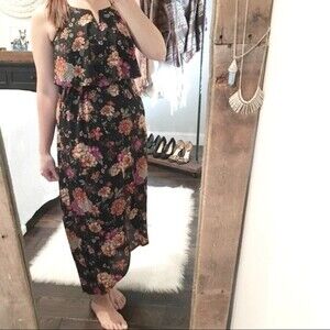 Monteau small floral ruffle top sexy maxi dress